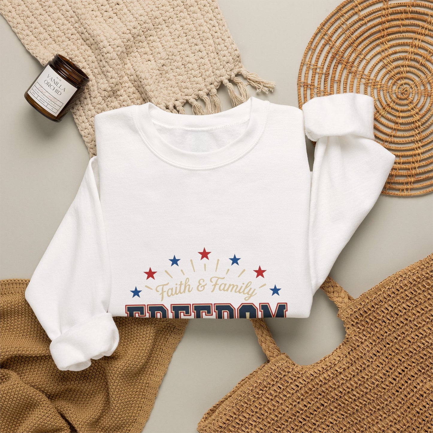 Freedom Grateful & Blessed Sweatshirt | faith-based patriotic, vintage Americana