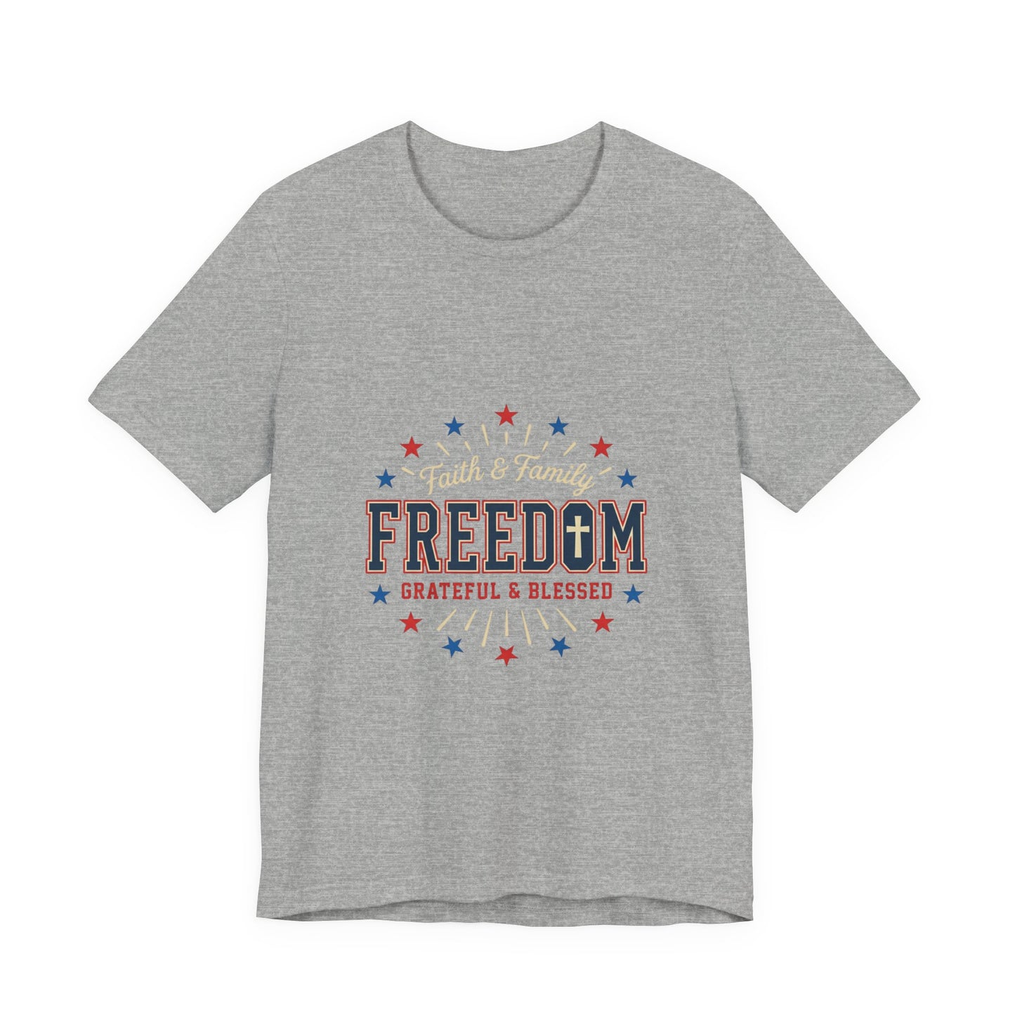 Freedom Grateful & Blessed Tee | Faith-forward Patriotic, Vintage Americana