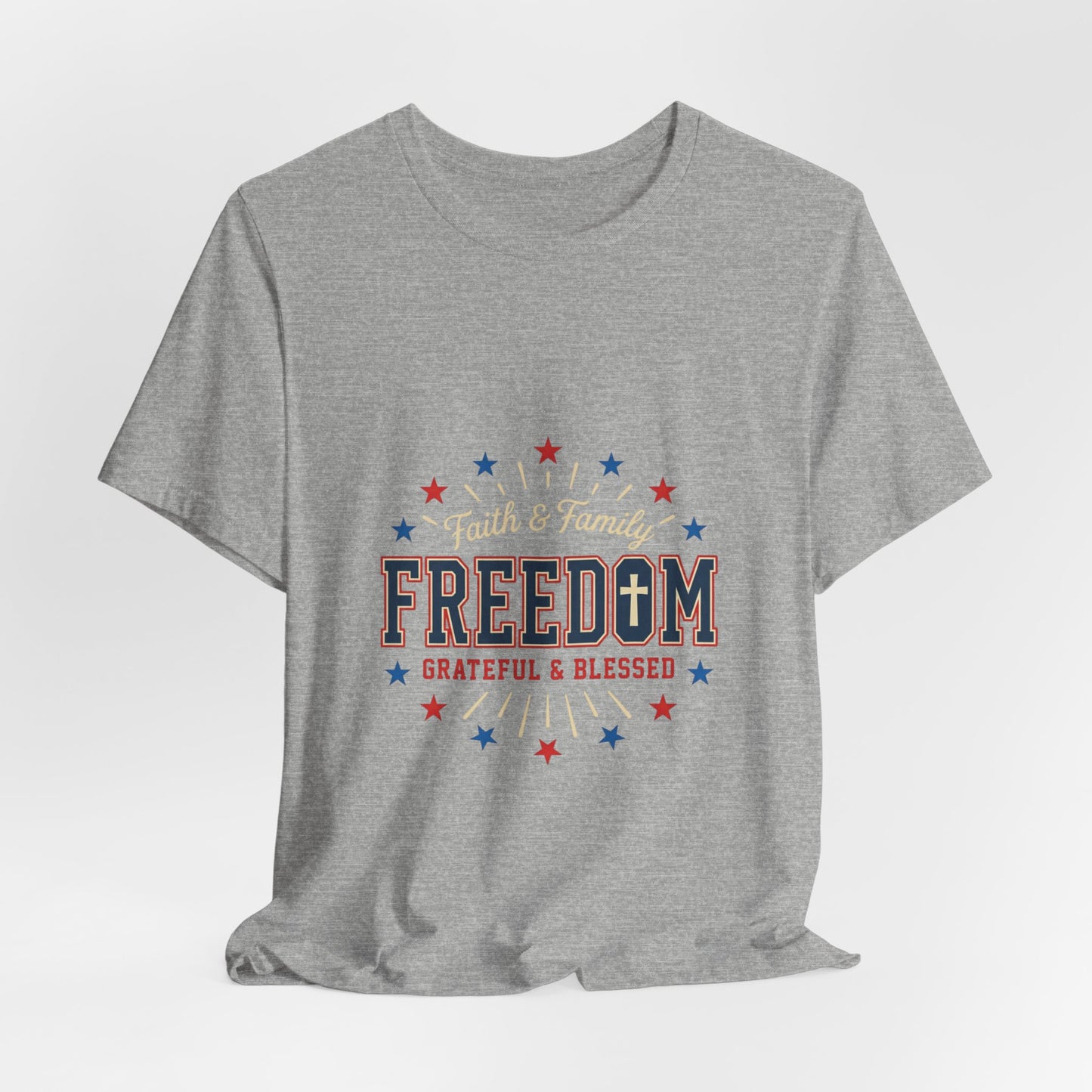 Freedom Grateful & Blessed Tee | Faith-forward Patriotic, Vintage Americana