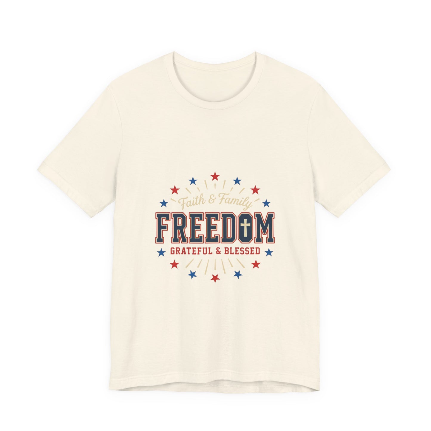 Freedom Grateful & Blessed Tee | Faith-forward Patriotic, Vintage Americana