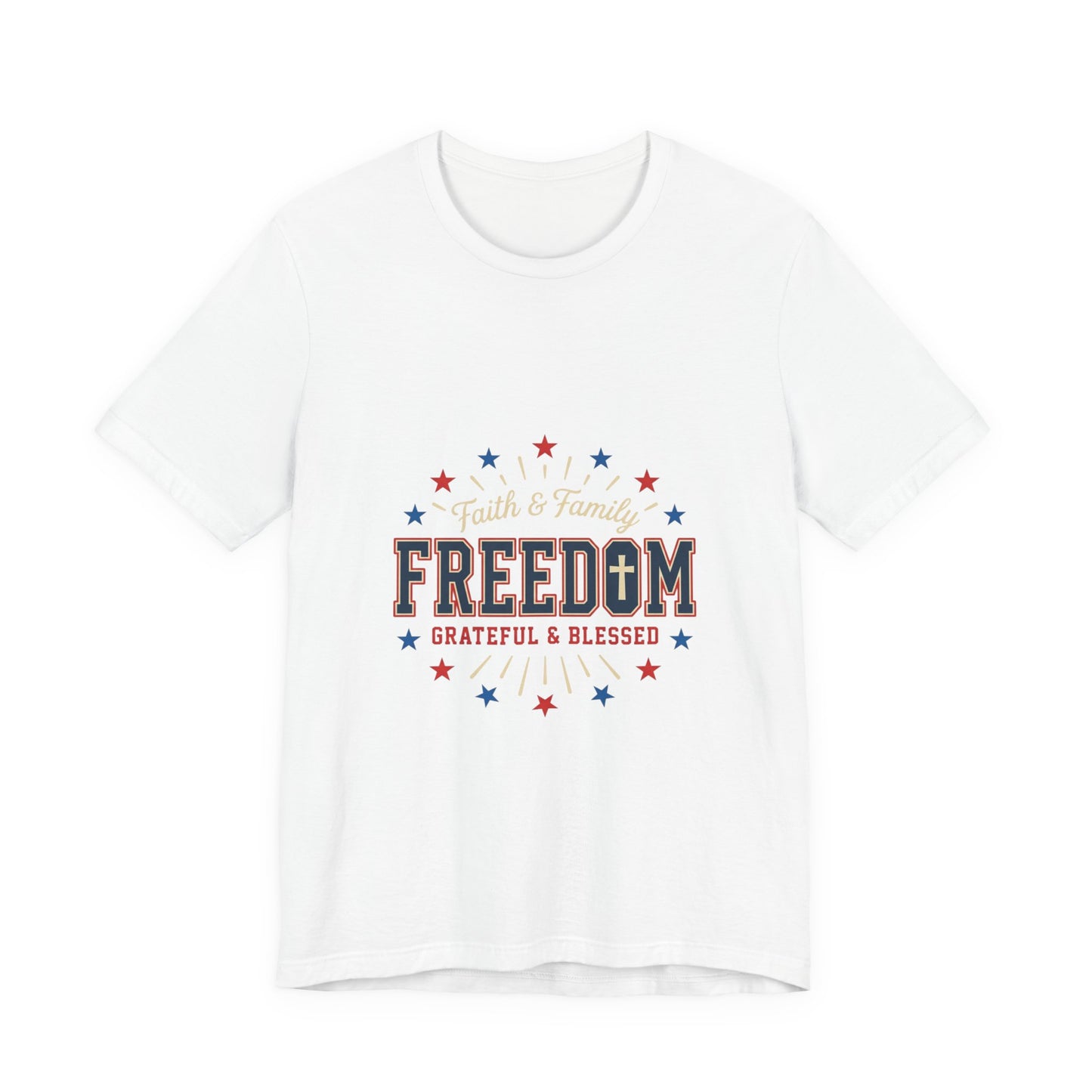 Freedom Grateful & Blessed Tee | Faith-forward Patriotic, Vintage Americana