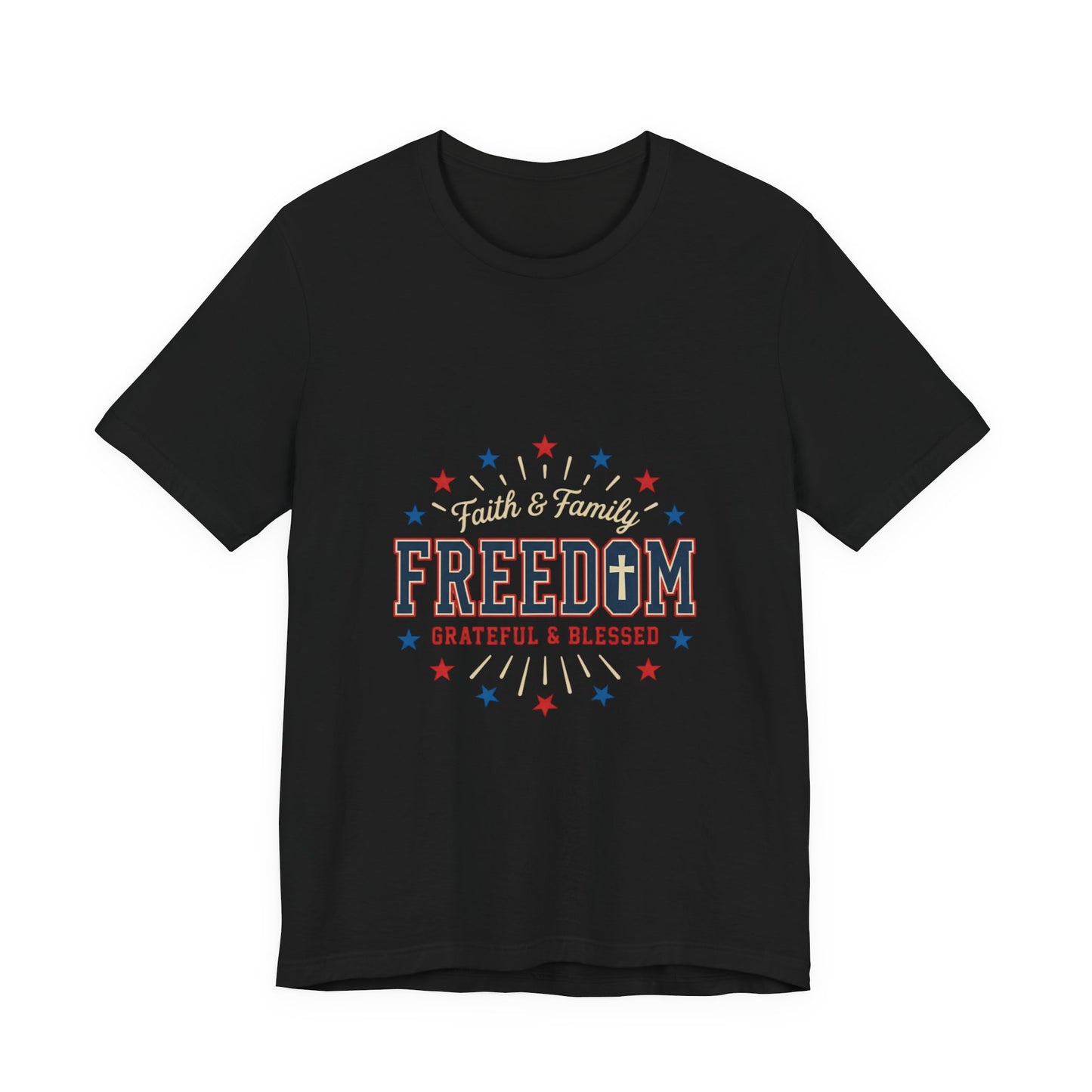 Freedom Grateful & Blessed Tee | Faith-forward Patriotic, Vintage Americana