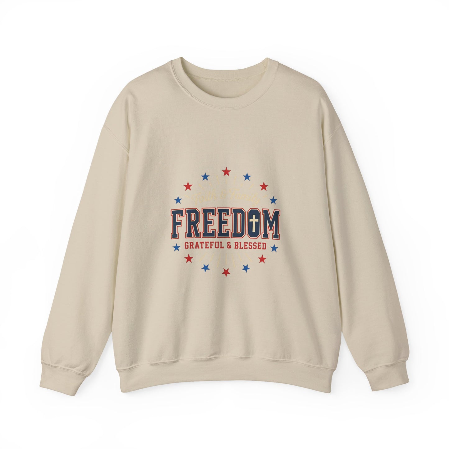 Freedom Grateful & Blessed Sweatshirt | faith-based patriotic, vintage Americana