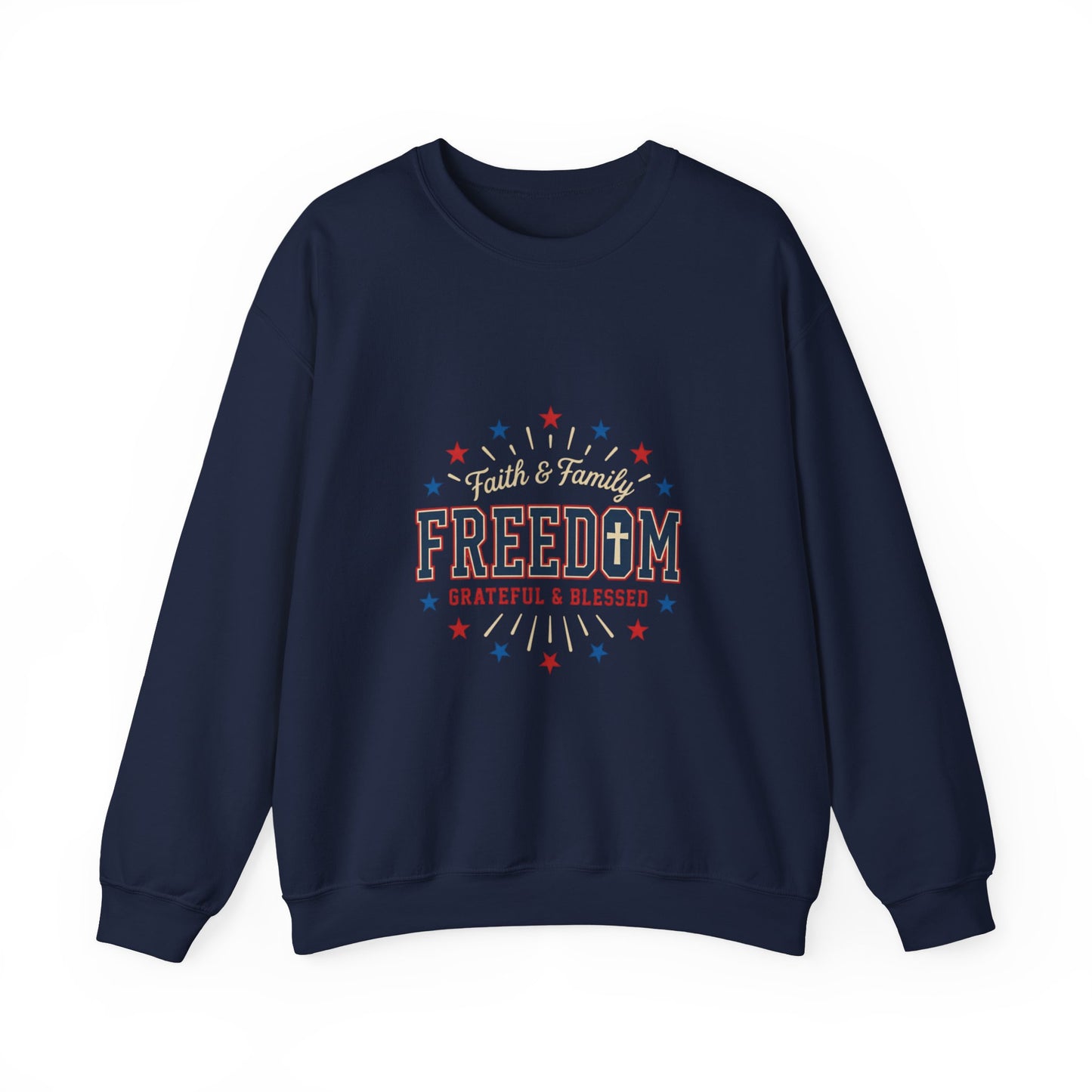 Freedom Grateful & Blessed Sweatshirt | faith-based patriotic, vintage Americana