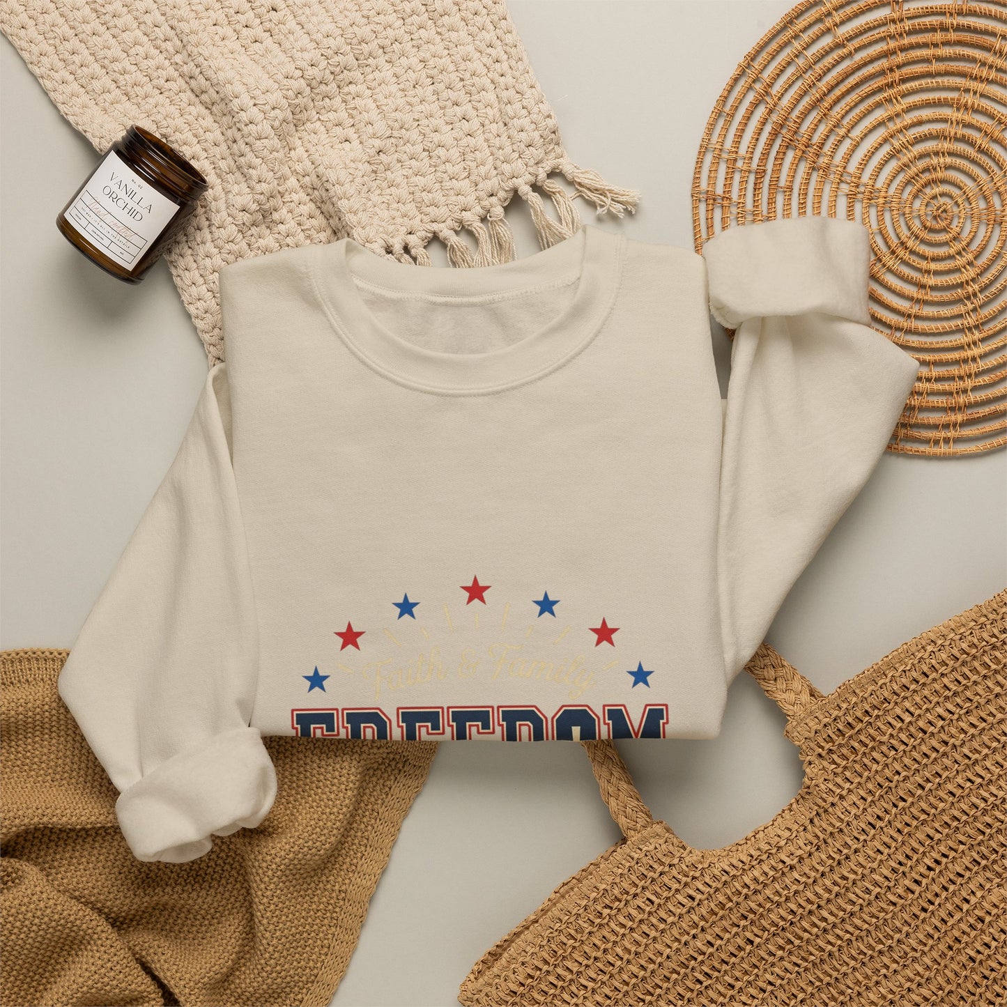Freedom Grateful & Blessed Sweatshirt | faith-based patriotic, vintage Americana
