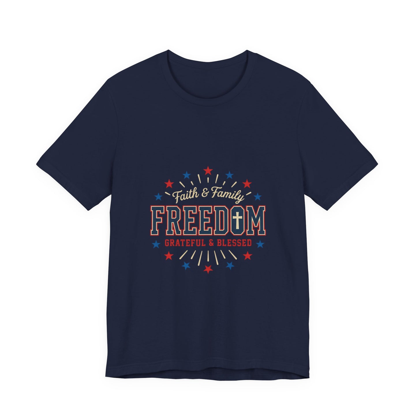Freedom Grateful & Blessed Tee | Faith-forward Patriotic, Vintage Americana