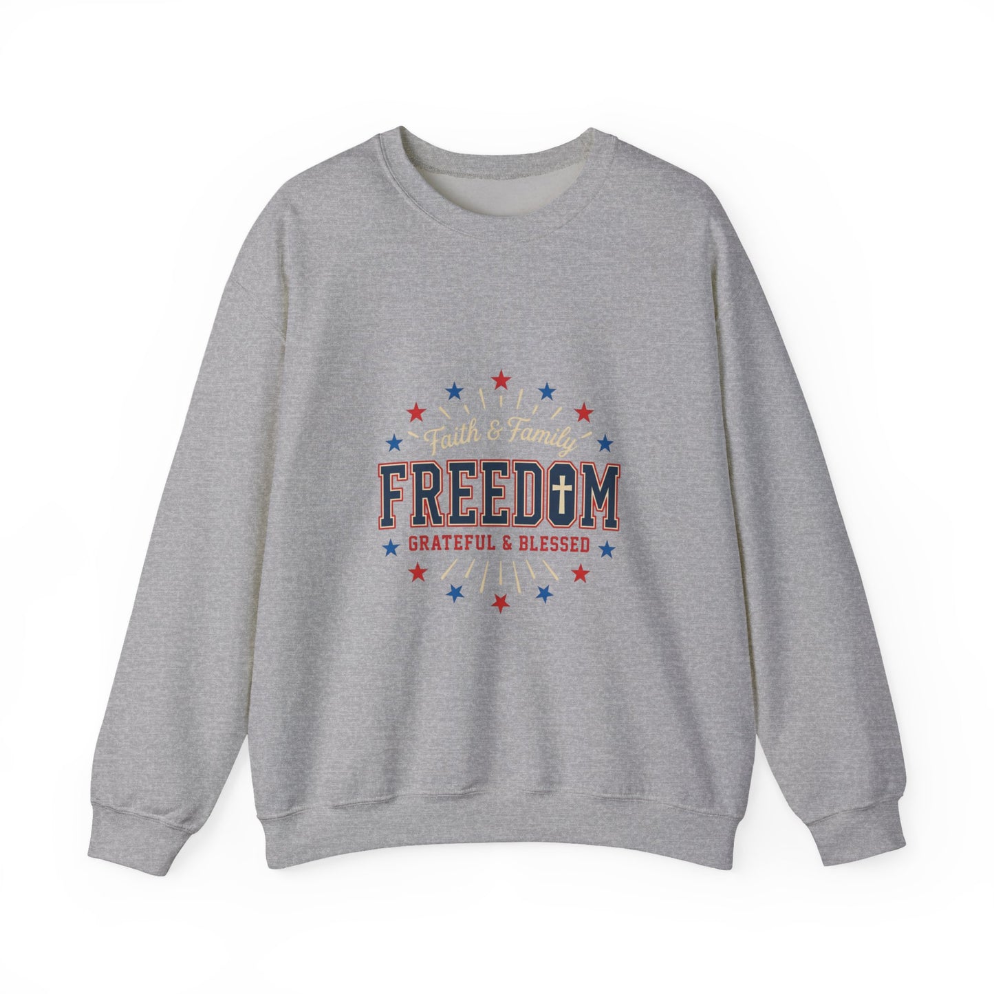 Freedom Grateful & Blessed Sweatshirt | faith-based patriotic, vintage Americana