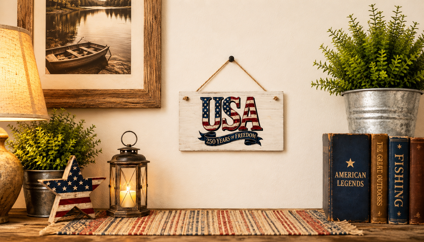 🇺🇸 USA 250 Years of Freedom Sign – Patriotic Americana Wall Decor
